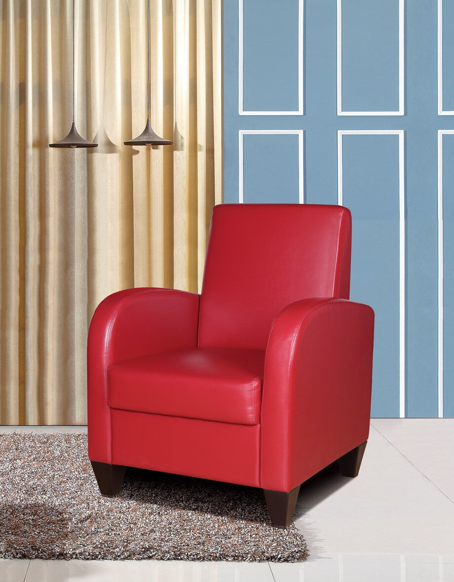 David Pu Accent Chair With Solid Wood Legs And Frames, Red Color
