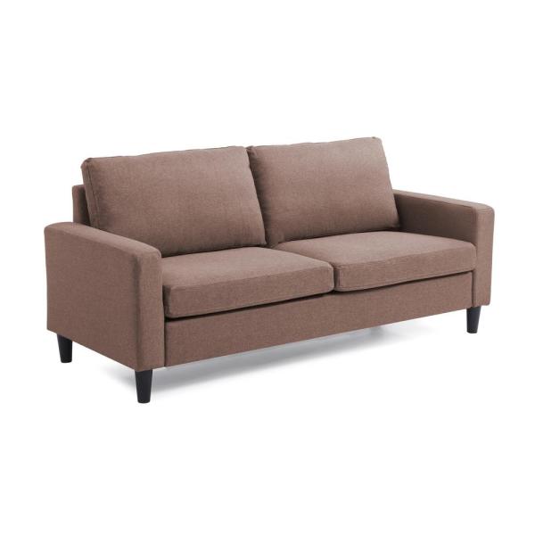 71029-63br 74 In. Track Arm Sofa With Linen Textured Fabric, Brown