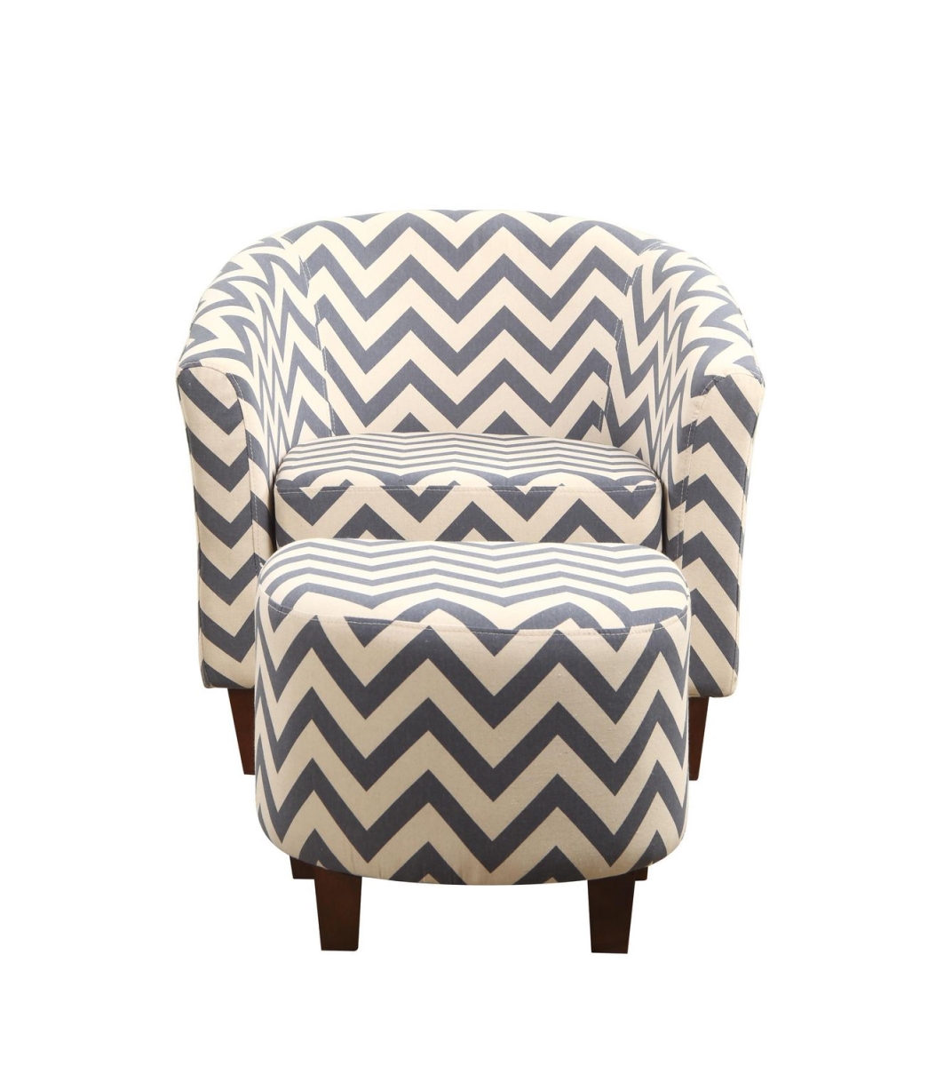 92007-16 Chevron Patterned Tub Chair With Ottoman
