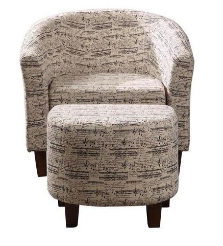 92010-16 Symphony Patterend Tub Chair With Ottoman