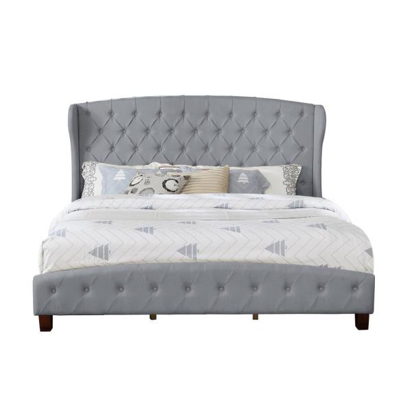55012-85gy Eastern Upholstered Shelter Bed, Gray - King Size