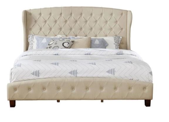 55012-85be Eastern Upholstered Shelter Bed, Beige - King Size