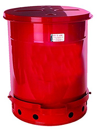306 6 Gal Foot Operated Oily Waste Can, Red Powder Coat