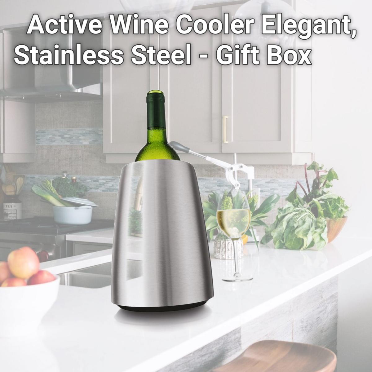 Picture of Vacu Vin 3649360 Active Wine Cooler Elegant, Stainless Steel - Gift Box