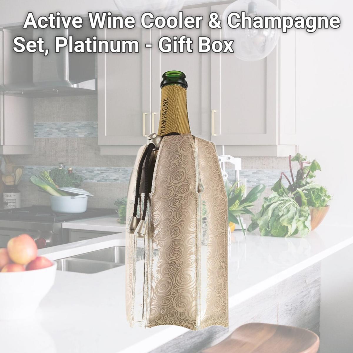 Picture of Vacu Vin 3887560 Active Wine Cooler & Champagne Set, Platinum - Gift Box