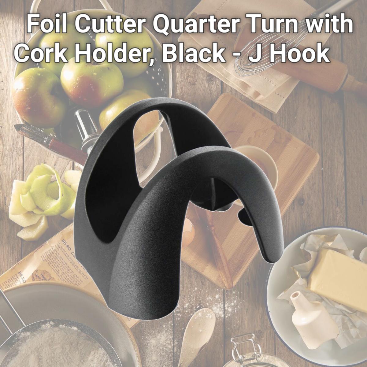 Picture of Vacu Vin 68544606 Foil Cutter Quarter Turn with Cork Holder, Black - J Hook