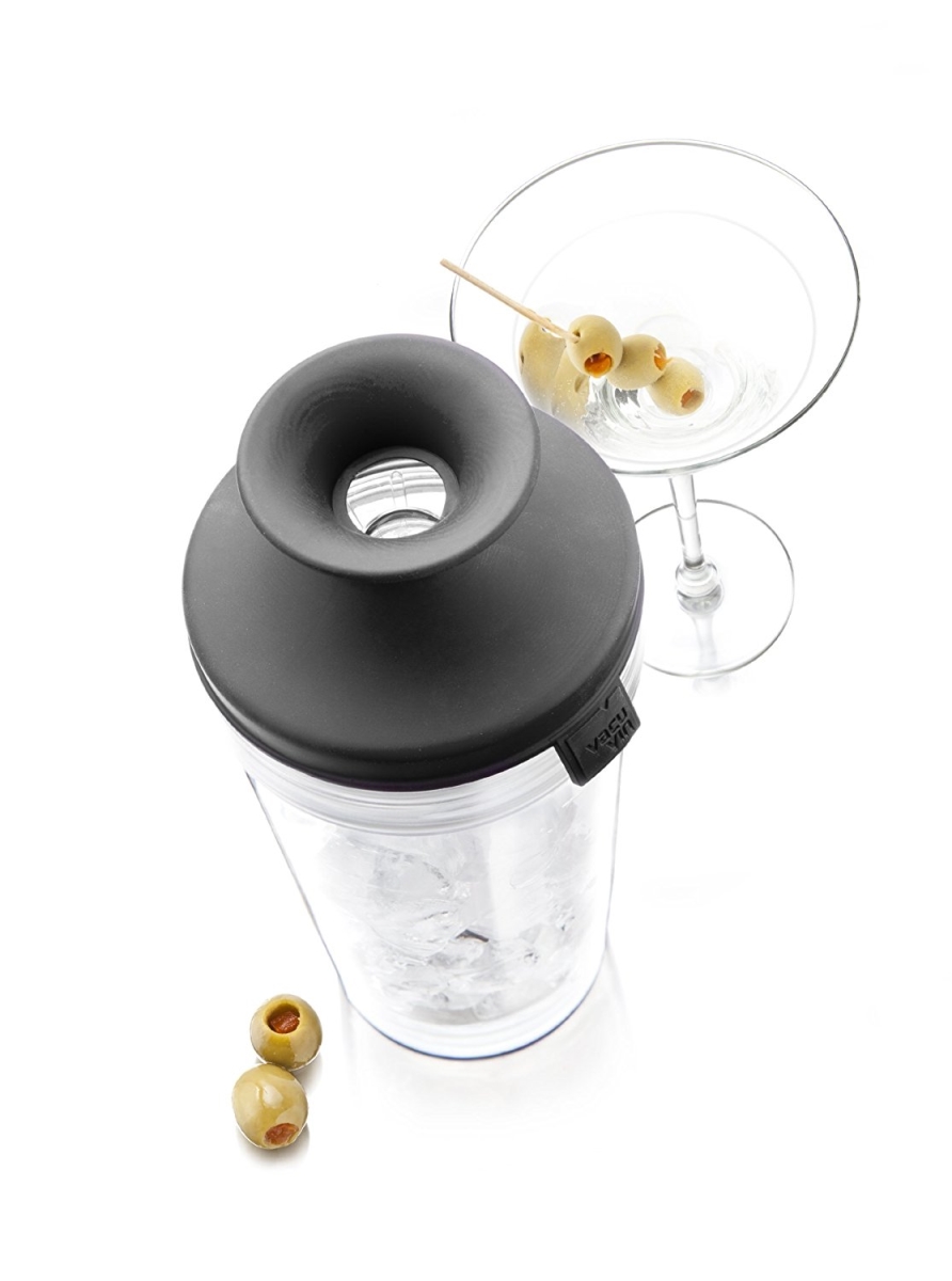 12 Oz Glass Cocktail Shaker & Strainer, Dark Grey - Gift Box
