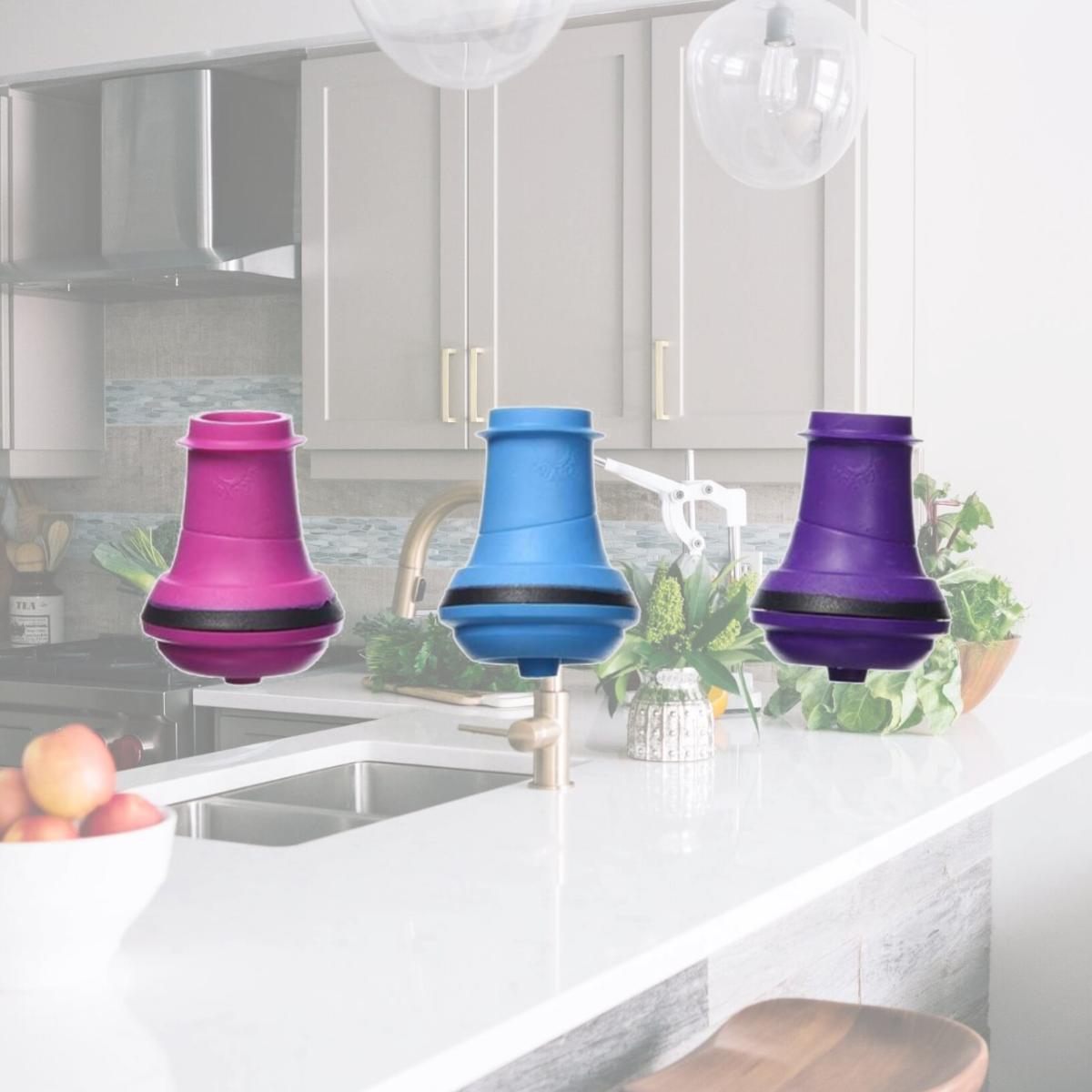 Picture of Vacu Vin 8850606 Wine Stoppers, Pink, Purple & Blue - Gift Box - Set of 3