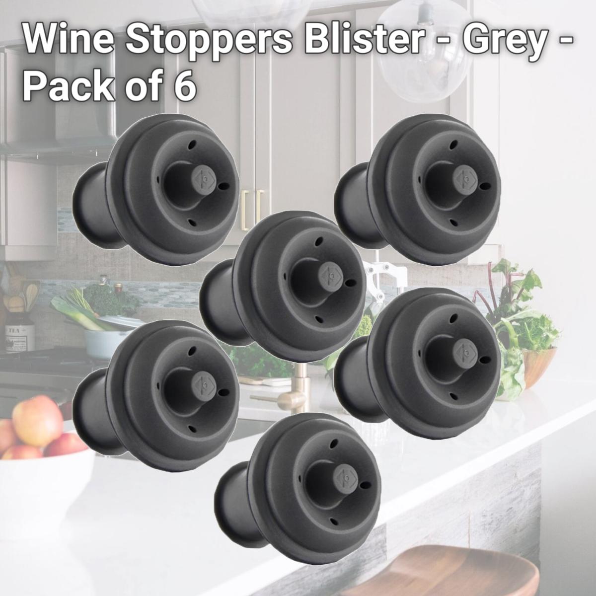 Picture of Vacu Vin 886360 Wine Stoppers Blister - Grey - Pack of 6