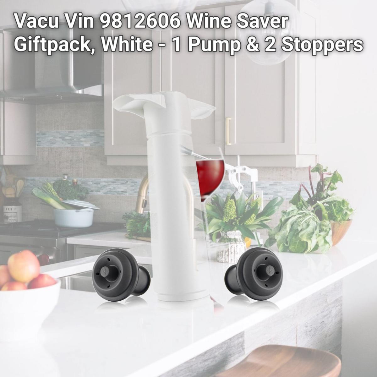 Picture of Vacu Vin 9812606 Wine Saver Giftpack, White - 1 Pump & 2 Stoppers
