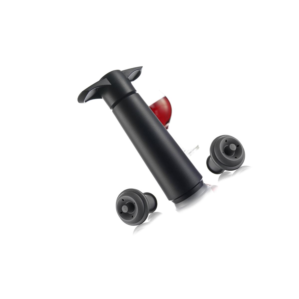 Picture of Vacu Vin 9814606 Wine Saver Giftpack, Black - 1 Pump & 2 Stoppers