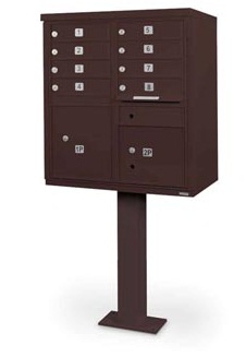 N1031041 8 Door Cluster Mailbox Units With Pedestal, Bronze