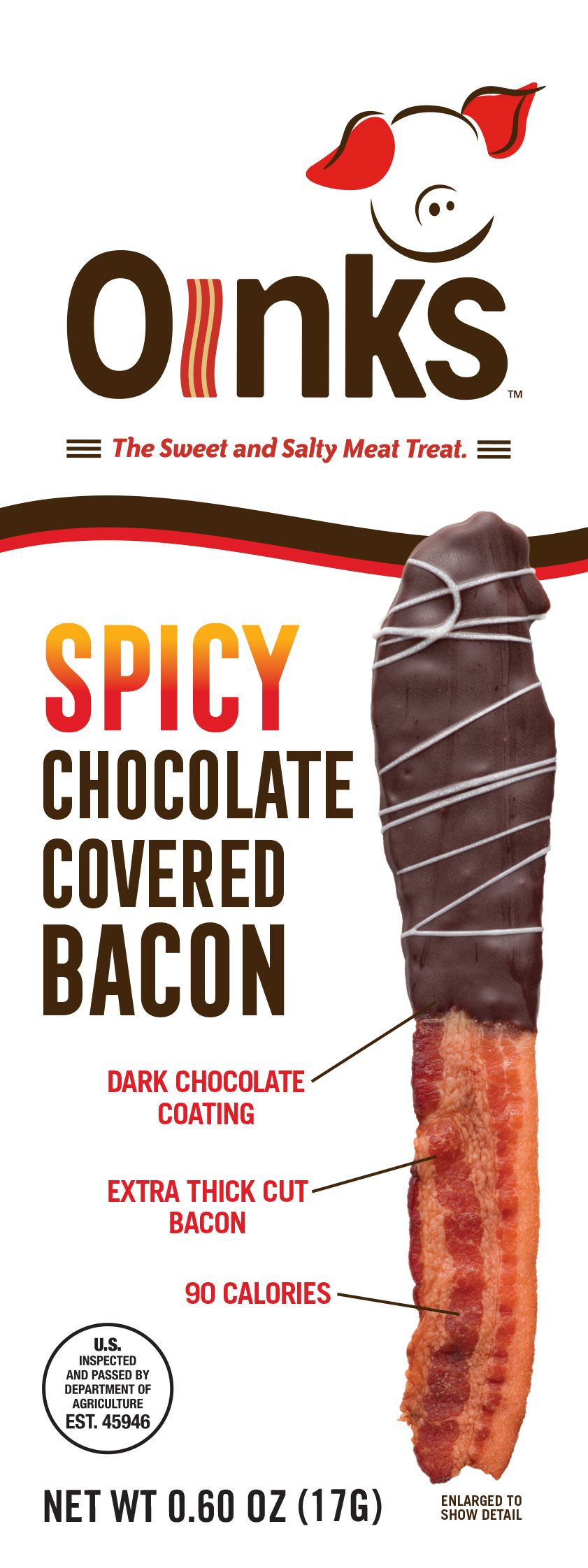 Ssq-5228j 0.5 Oz Oinks Chocolate Covered Jalapeno Bacon - 16 Pieces