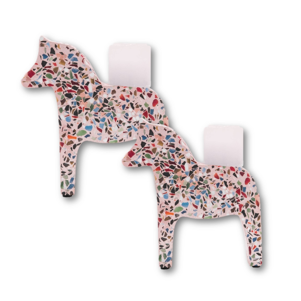 Can-182-pin Terrazzo Pony Candle Holder, Pink - Set Of 2