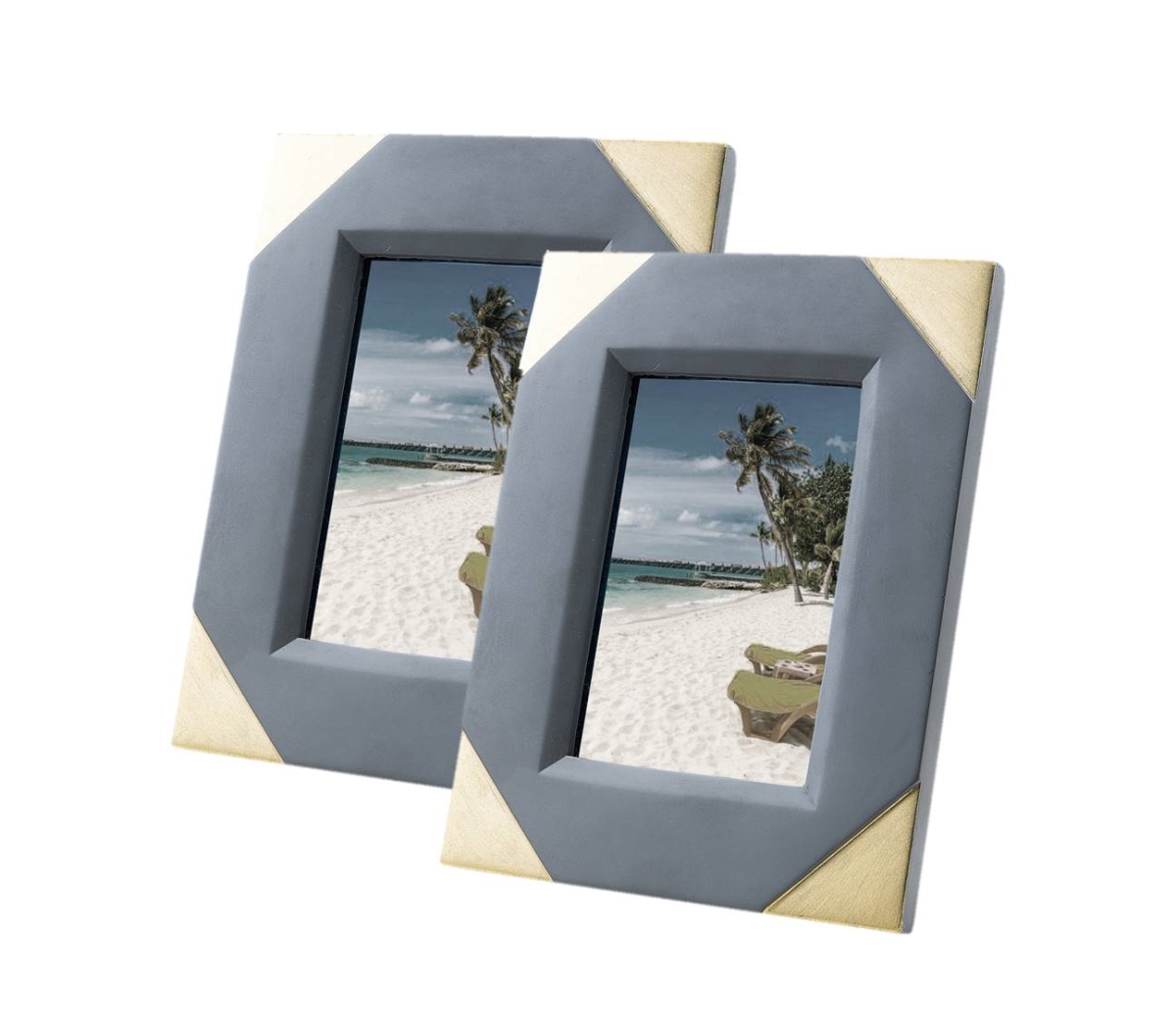 Fra-182-gre Concrete Metallic 4 X 6 In. Picture Frame, Grey - Set Of 2