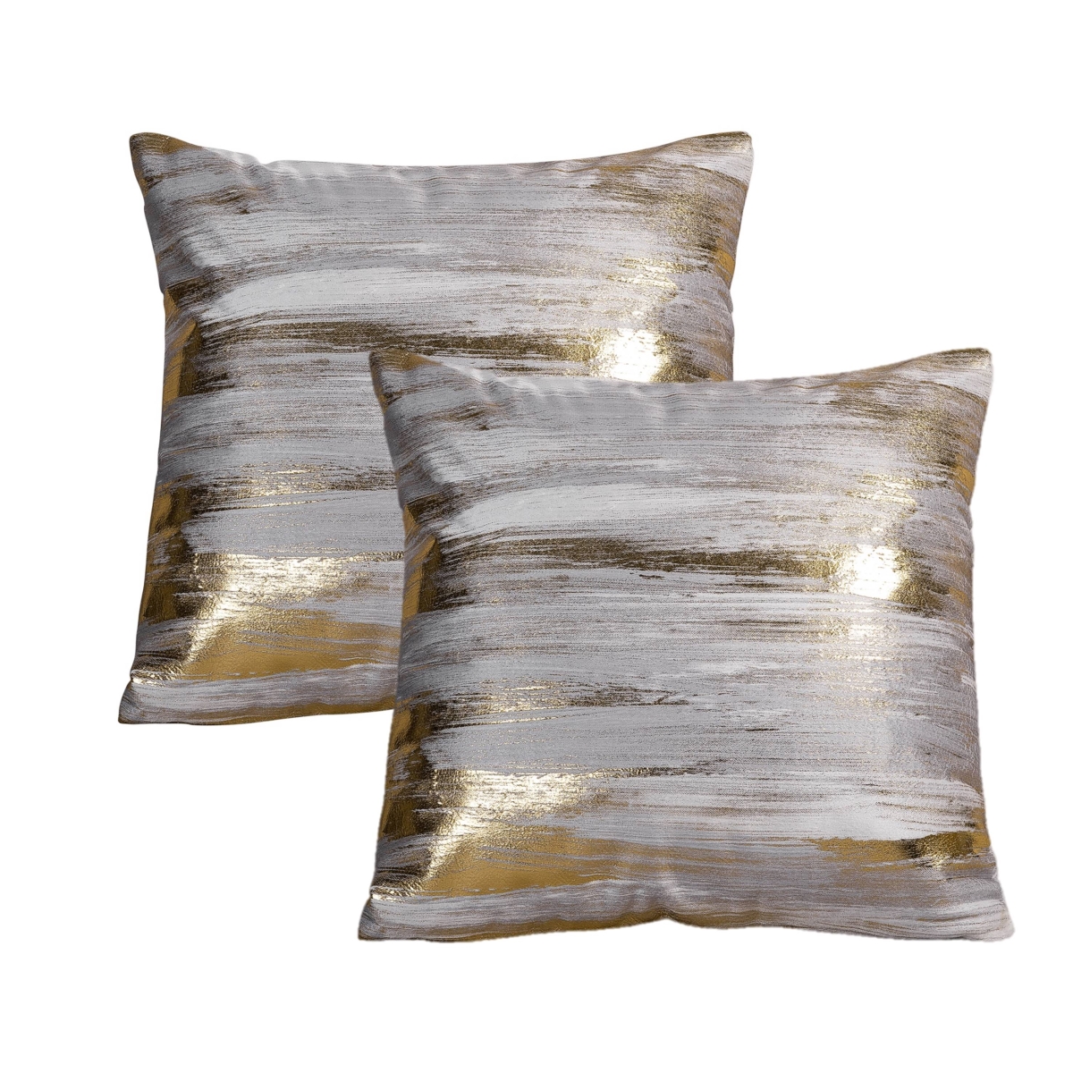 Itv-181-gol Velvet Foil Print Pillow Cover, Gold - Set Of 2