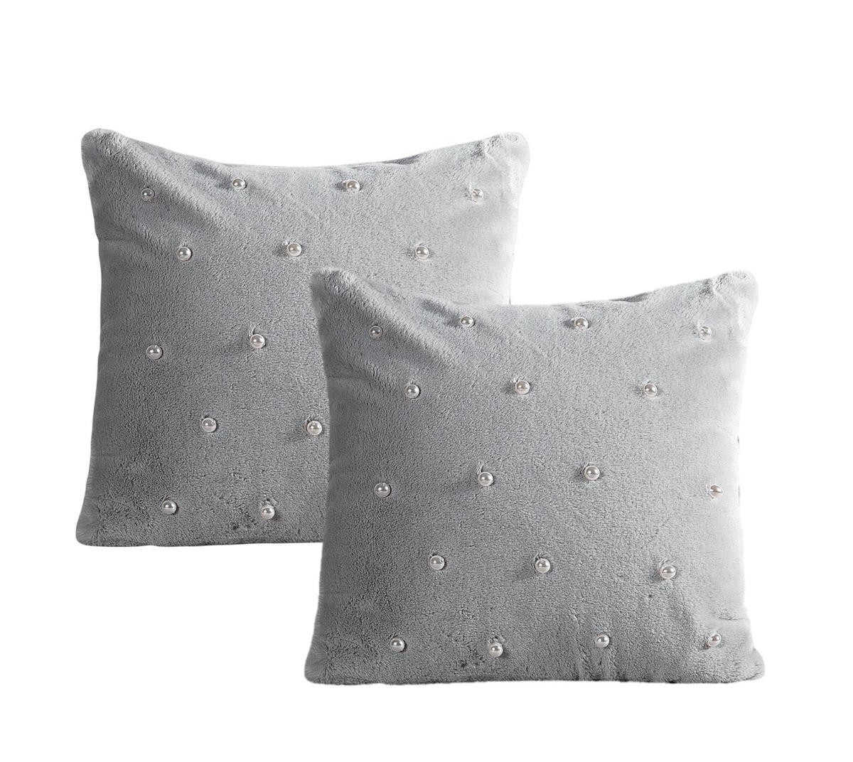 Prp-121-gre Pearl Rabbit Faux Fur Pillow Cover, Grey - Set Of 2