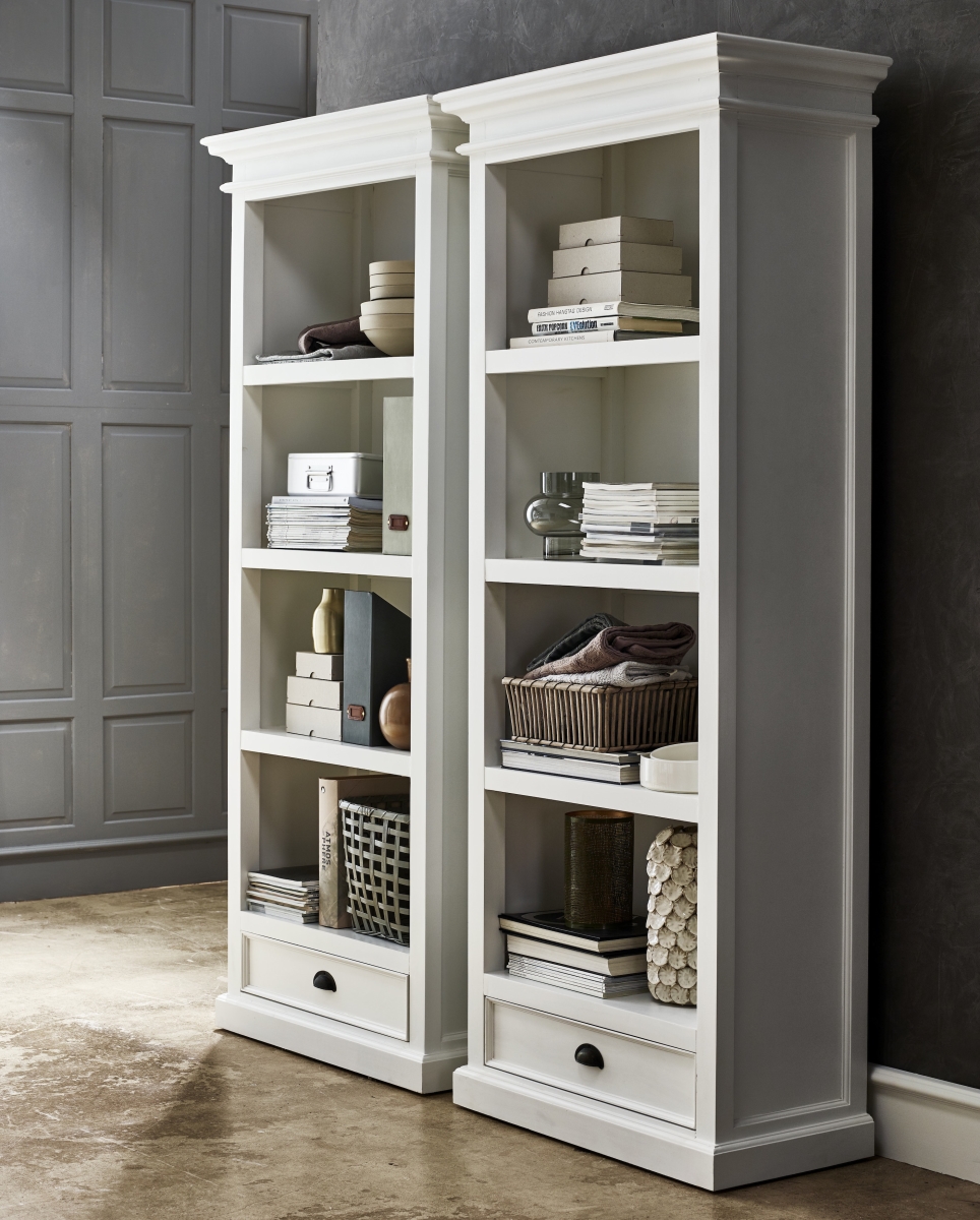 Ca604 Halifax Bookcase With 1 Drawer, White - 15.75 X 31.50 X 74.80 In.