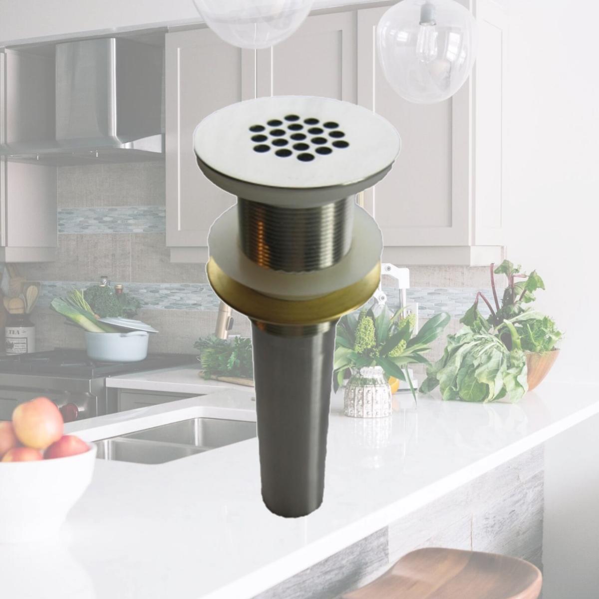 Picture of Novatto STD-BN Solid Brass Vessel Sink Strainer Drain without Overflow  Brushed Nickel Finish  Fits Standard 1.5-Inch Drain Opening