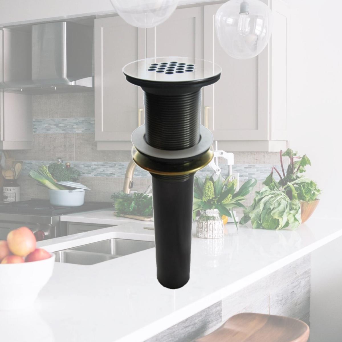 Picture of Novatto STD-ORB Solid Brass Vessel Sink Strainer Drain without Overflow  Oil Rubbed Bronze Finish  Fits Standard 1.5-Inch Drain Opening