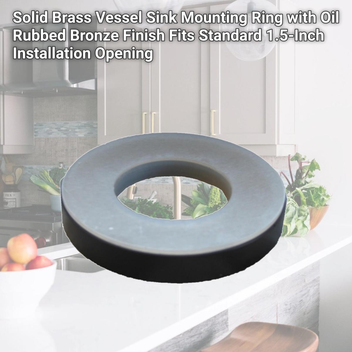 Picture of Novatto MR-001ORB Solid Brass Vessel Sink Mounting Ring with Oil Rubbed Bronze Finish  Fits Standard 1.5-Inch Installation Opening