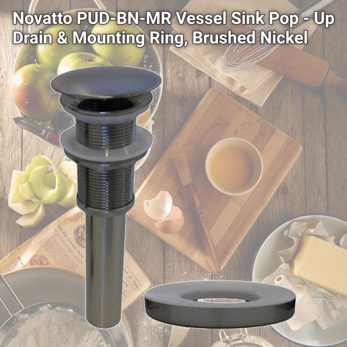 Picture of Novatto PUD-BN-MR Vessel Sink Pop - Up Drain & Mounting Ring, Brushed Nickel