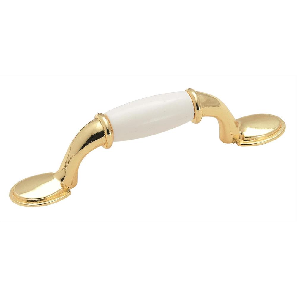 Amerock 245wpb 3 In. Allison Value Center To Center White & Polished Brass Cabinet Pull