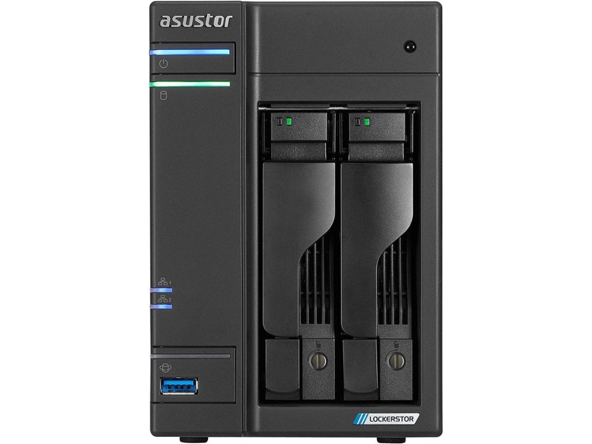 Picture of Asustor AS6702T Lockerstor 2 Gen2 AS6702T-2 Bay NAS-Quad-Core 2.0 GHz CPU 4X M.2 NVMe Slots PCIe 3.0 Dual 2.5GbE 4GB DDR4 RAM Network Attached Storage