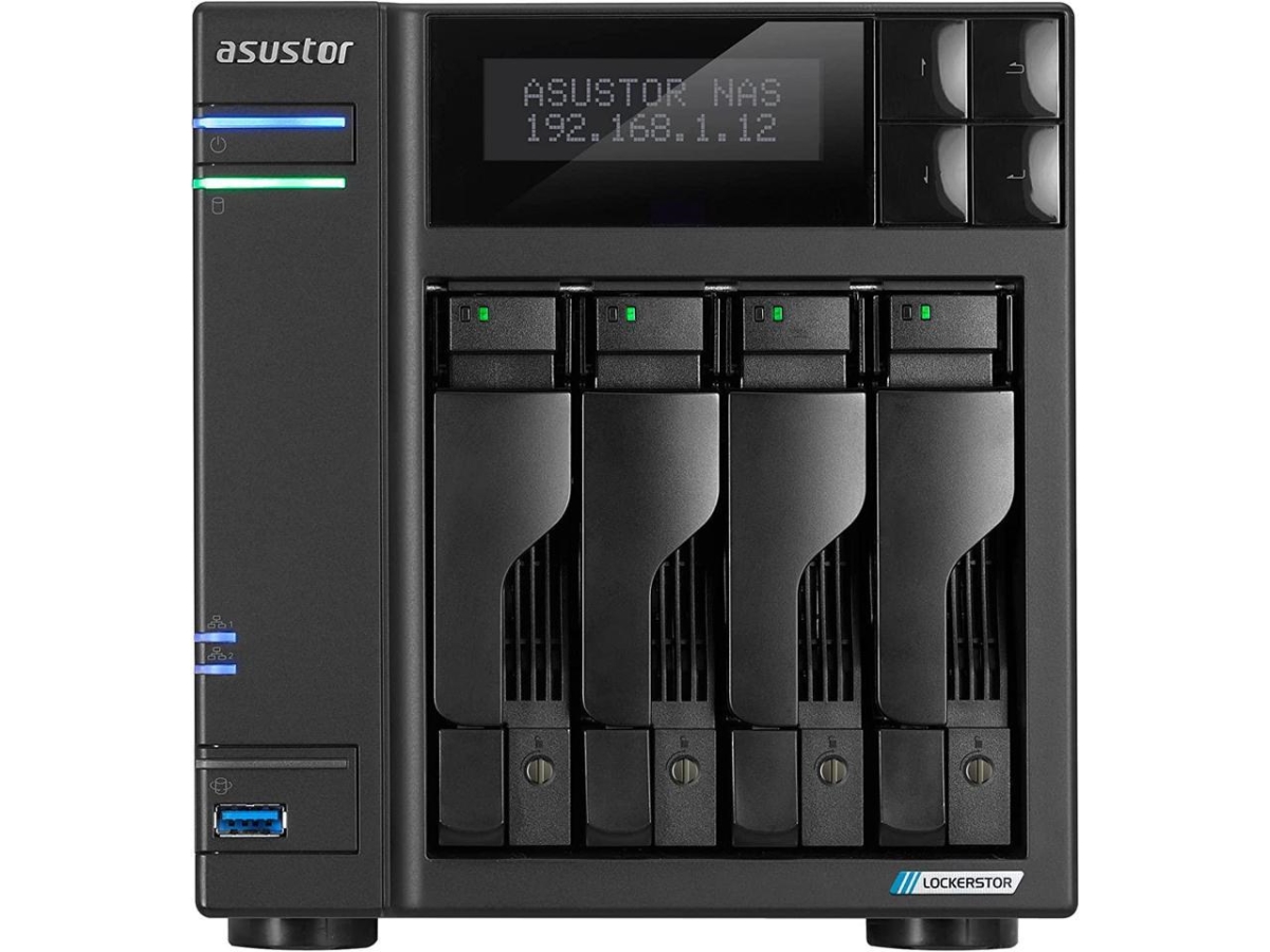 Picture of Asustor AS6704T Lockerstor 4 Gen2 Quad-Core 2.0 GHz CPU 4 M.2 NVMe Slots Dual 2.5GbE Upgradable to 10GbE 4GB DDR4 RAM 4-Bay NAS with Network Attached Storage
