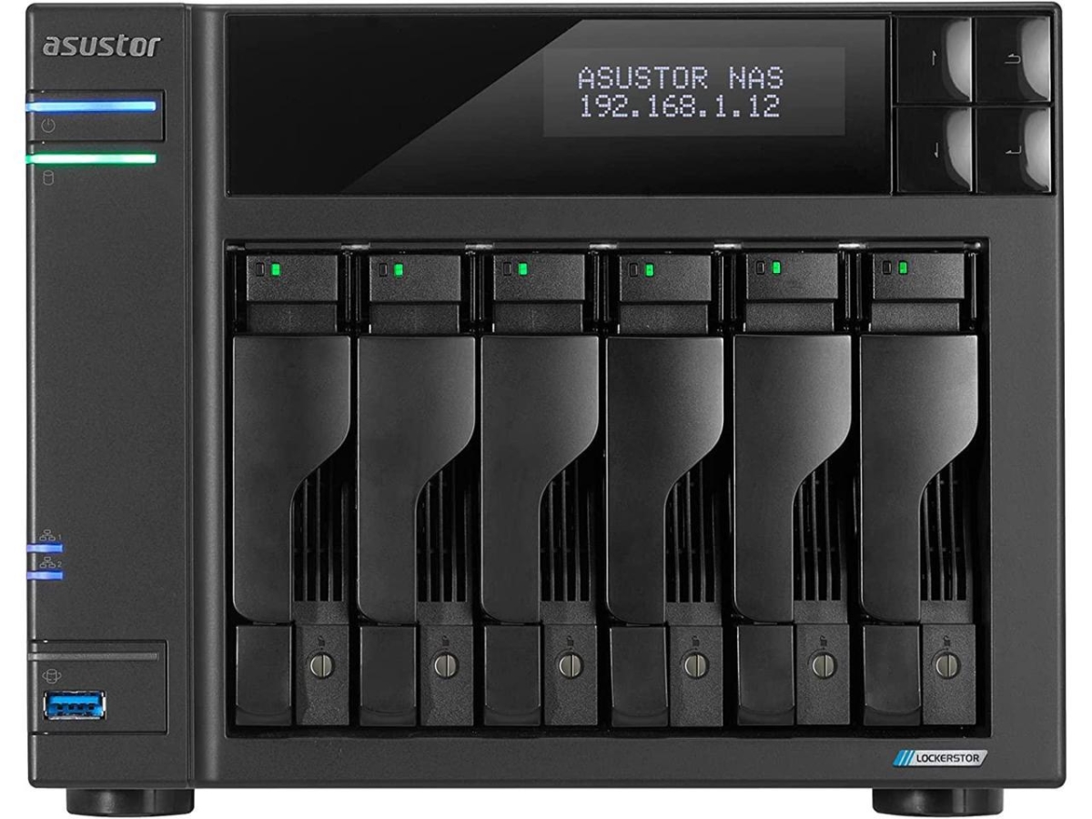 Picture of Asustor AS6706T Lockerstor 6 Gen2-4Bay NAS, Quad-Core 2.0GHz CPU Dual 2.5GbE Ports 8GB DDR4 Four M.2 Solid State Drive Slots