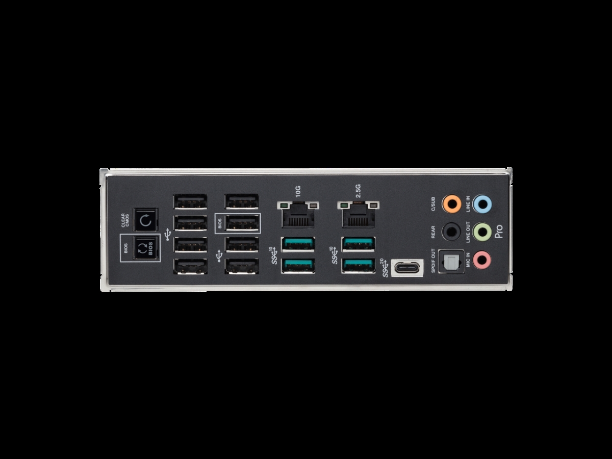 Picture of ASUS Pro WS W790-ACE Pro Intel Workstation motherboard - PCIe 5.0 x16 - M.2 - 10G & 2.5G LAN - Server-grade Remote Management - front & Rear USB 3.2 Gen 2x2 Type-C