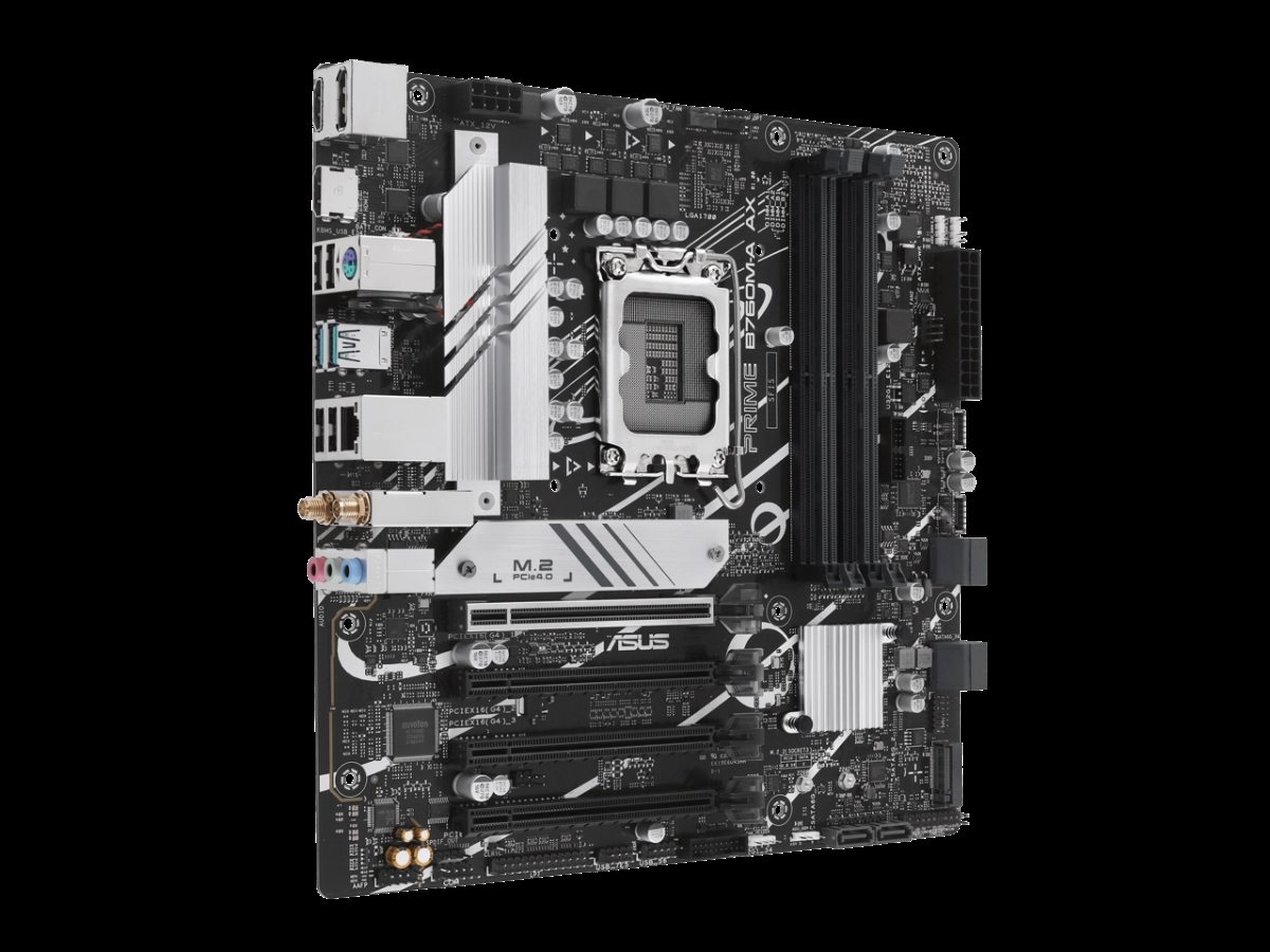 Picture of ASUS PRIME B760M-A AX LGA 1700 - Intel 12th & 13th Gen microATX motherboard - PCIe 4.0 - 2xM.2 slots - DDR5 - Realtek 2.5 Gb LA - WiFi 6 - DP - Rear USB 3.2 Gen 2 - front USB 3.2 Gen 1 Type-C