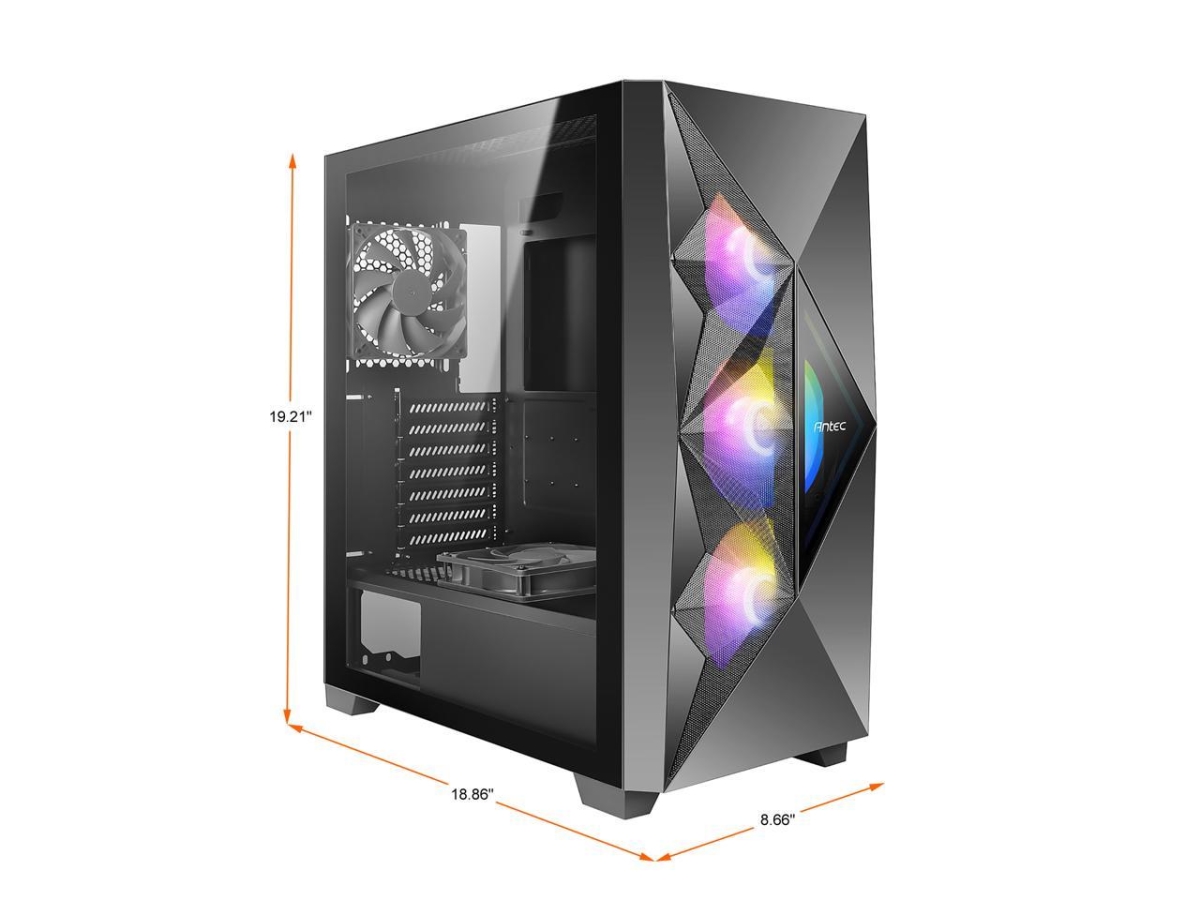 Picture of Antec 9B11-129-280 Dark League DF800 Flux - Flux Platform - ARGB & PWM Fan Controller - Tempered Glass Side Panel - Geometrical Mesh Front - Mid -Tower ATX Gaming Case&#44; Black