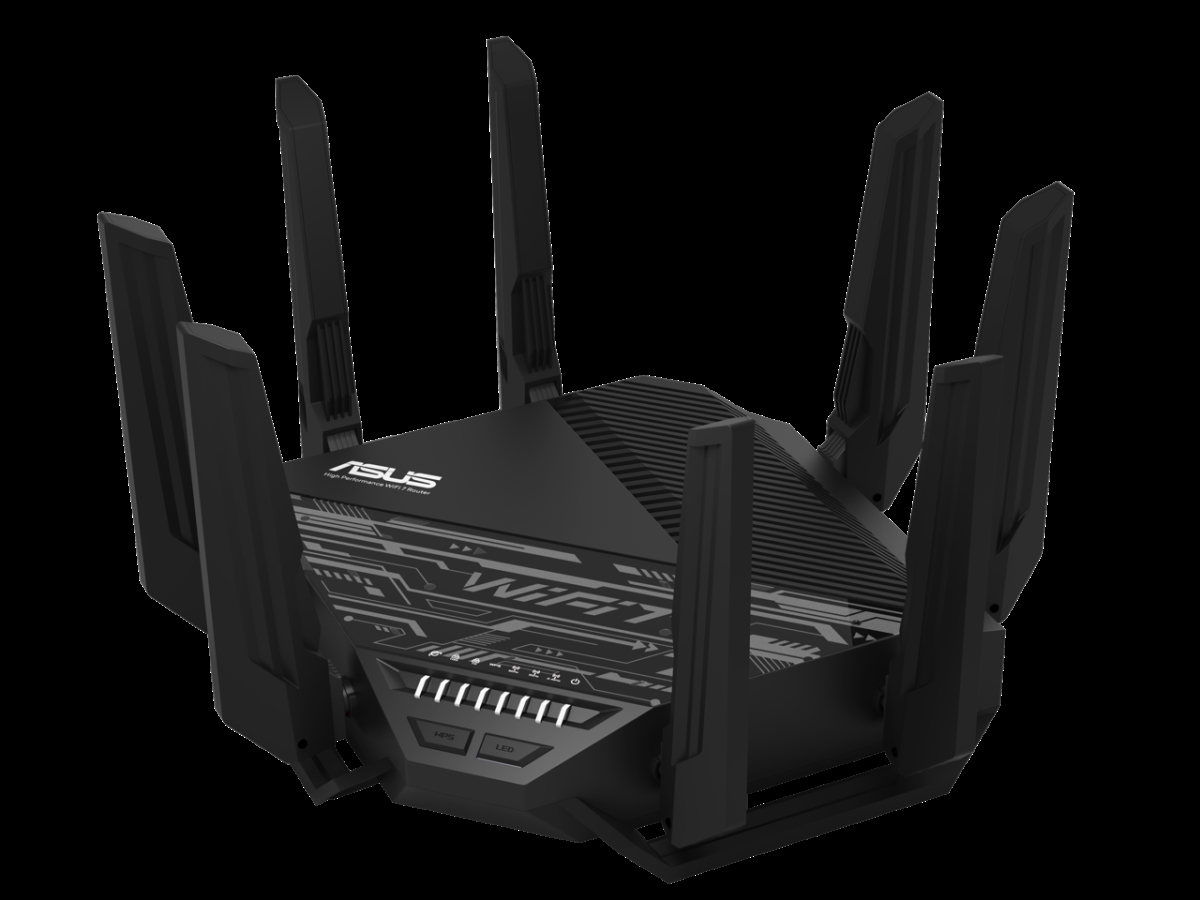 Picture of Asus RT-BE96U BE19000 802.11BE Tri-Band Performance WiFi 7 Extendable Router with 6GHz Dual 10G Port 320Mhz Lifetime Internet Security MLO Multi-RU Puncturing & Ai-Mesh Support
