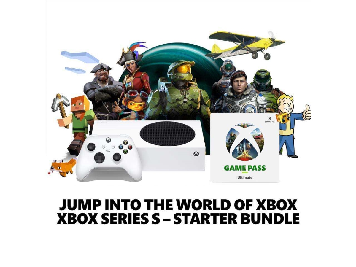 Picture of Microsoft RRS-00144 Xbox Series S&#44; 3 Months Game Pass Ultimate Starter Bundle&#44; White