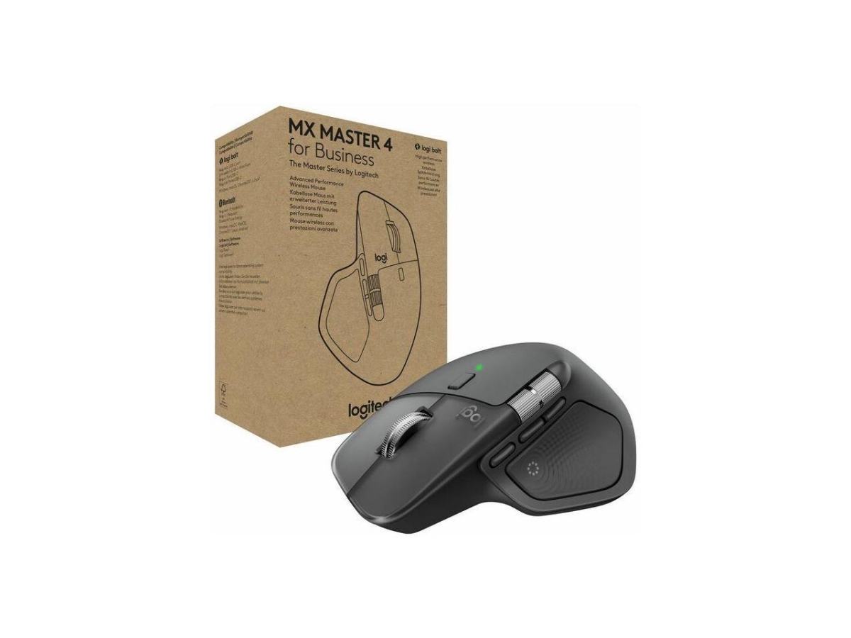 Logitech 910-007616 MX Master 4 for Business Wireless Mouse 8K DPI Mag Speed Scrolling Bluetooth Logi Bolt USB-C Charging Graphite