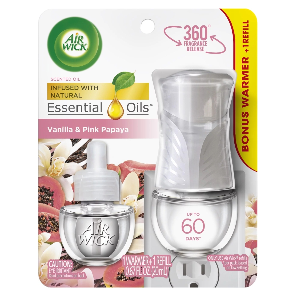 UPC 062338491127 product image for AIRW-032 0.67 oz Plug In Scented Oil Starter Kit Warmer & 1 Refill Vanilla & Pin | upcitemdb.com