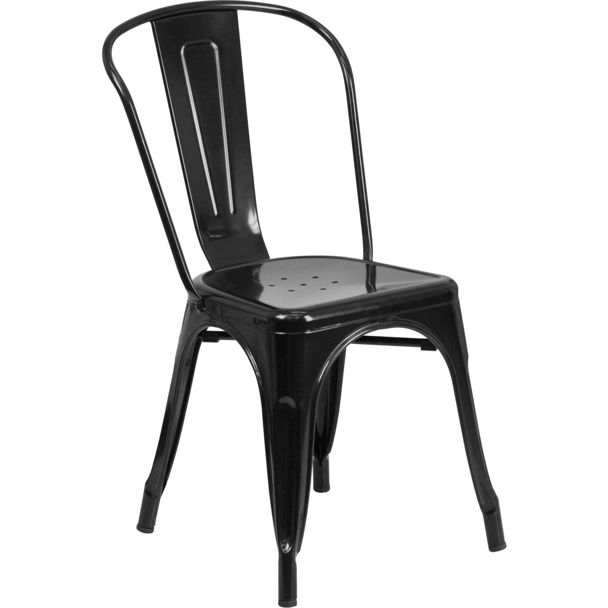 Global Industrial B2256271 Flash Furniture Metal Indoor-Outdoor Stackable Chair - Black