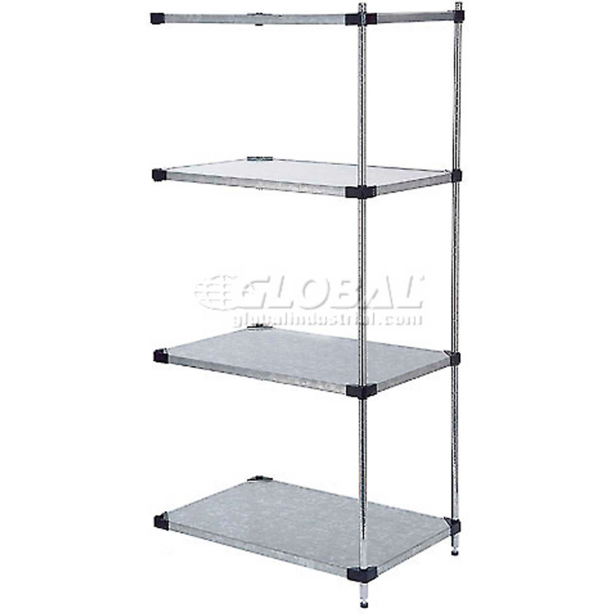Global Industrial A18608SZ5 Nexel 5 Tier Add-On Unit, Solid Galvanized Steel Shelving - 60 x 18 x 86 in.