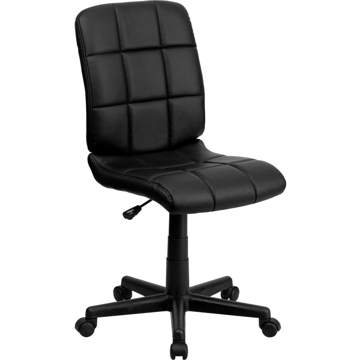 Global Industrial B2256216 Flash Furniture Quilted Vinyl Swivel Task Chair with Mid-Back - Black