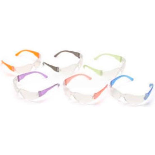 B614684 Intruder Safety Glasses Multi-Pack Clear Lens Assorted Temple Colors - Set of 24