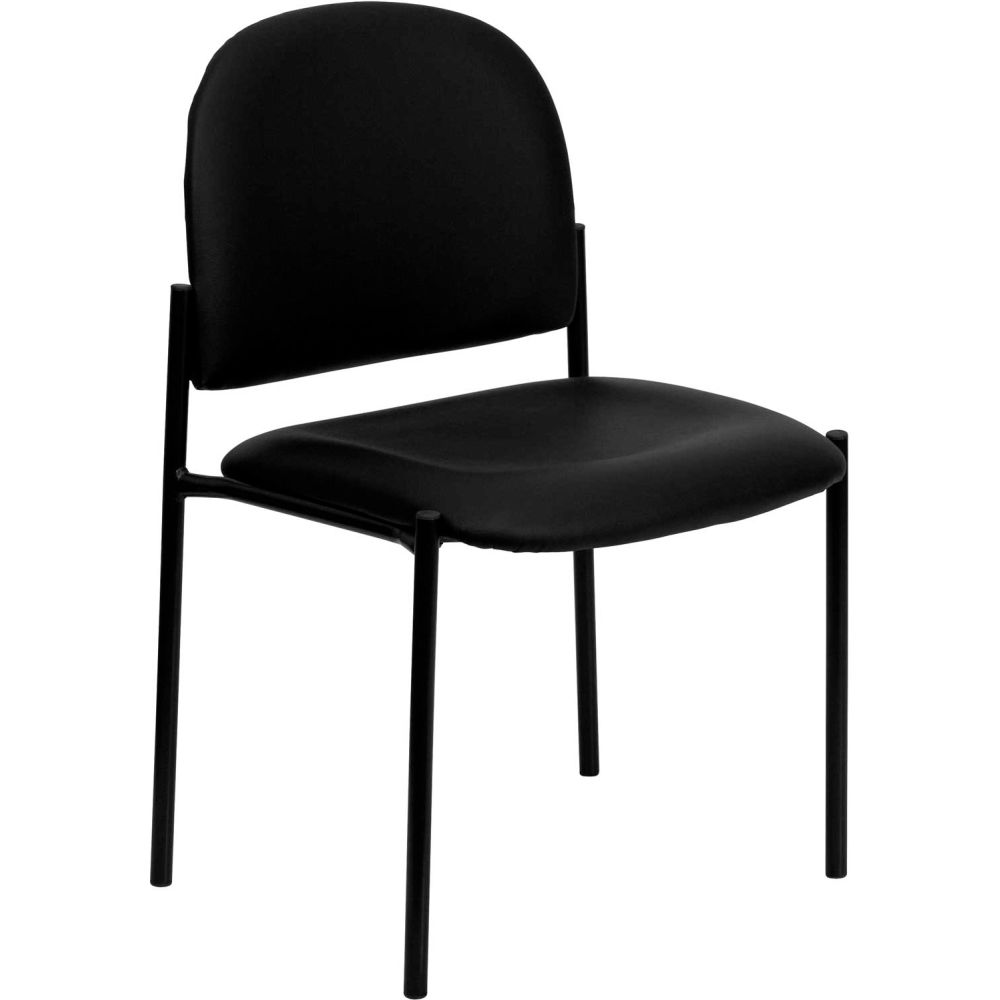 Global Industrial B2256291 Vinyl Flash Furniture Comfort Stackable Side Reception Chair, Black - Case of 4