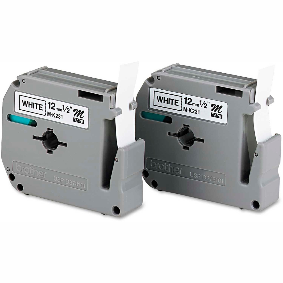Brother International B1930138 P-Touch M Series Tape Cartridges - 0.5 in. - Black on White - Pack of 2