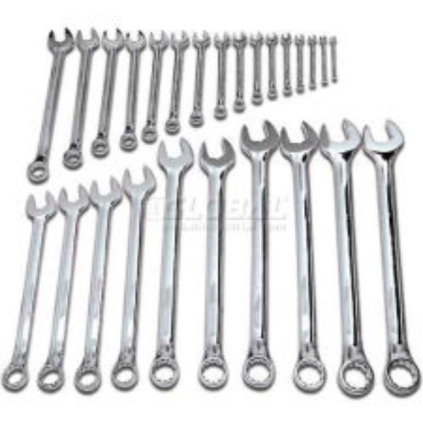 B992497 120080 6 & 12 Point 0.25-2 in. Opening Sizes SAE Combination Wrench Set, Silver - 26 Piece