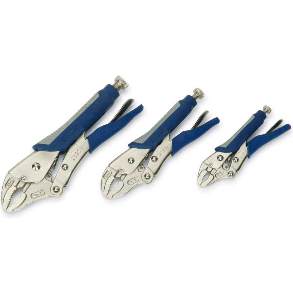 B3191175 Locking Curved Jaw Pliers Set, Blue - 3 Piece