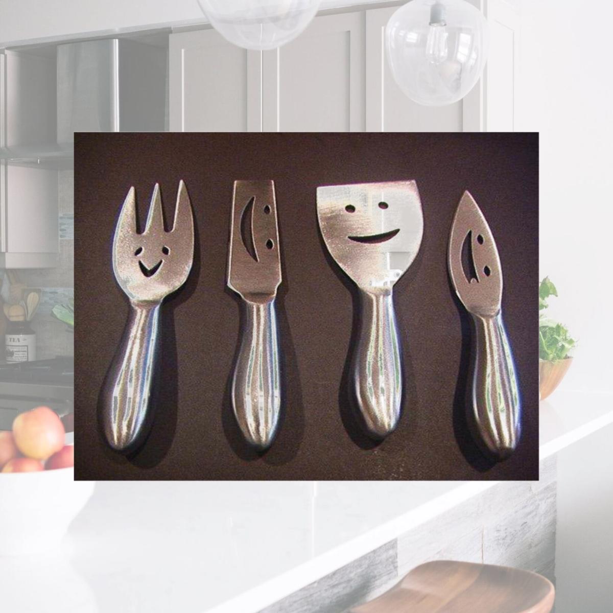 Picture of Prodyne K4F Stainless Steel Cheese Knives- Happy Faces - Set Of 4
