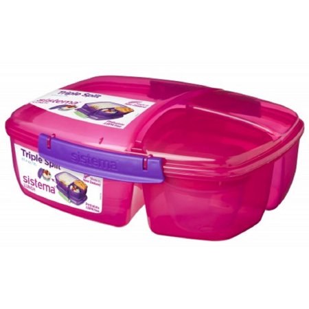 EAN 9414202110138 product image for Sistema 409203 Triple Split Lunch Box with Yogurt Pot - Pink | upcitemdb.com