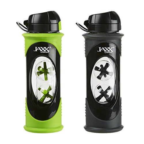 786ffgrngrykit Fit & Fresh Green Jaxx Glass Shaker Bottle Set - White