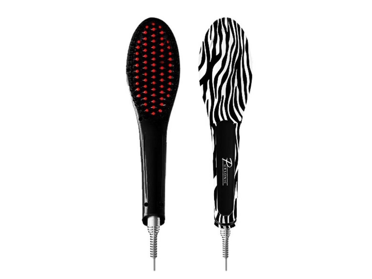 Hair Straightener Ceramic, Anti Static Electric Hair Brush - Zebra