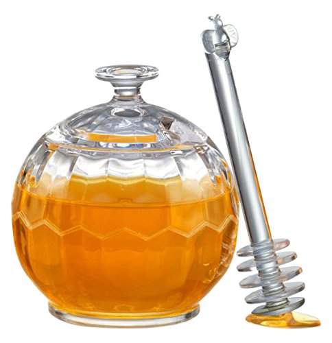 Honey Please Acrylic Honey Jar With Dripper, Clear